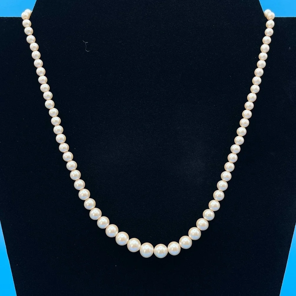 Vintage Marvella Faux‎ Pearl Necklace Womens Cream Graduated Strand Classic